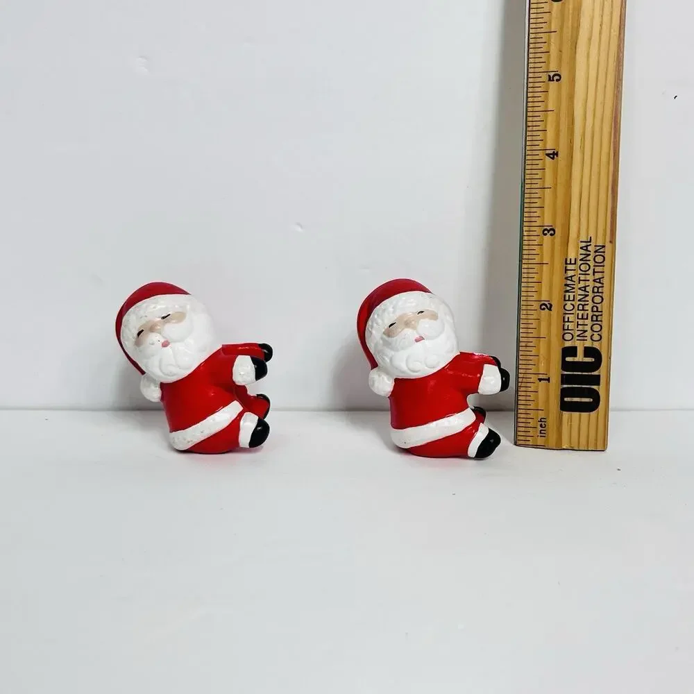 vintage  christmas‎ santa claus candle hugger climber set of 2 hand painted 1982
